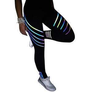 NERO F17 White Gray and Black Leggings Set of 2 Womens XS Futuristic Reflective